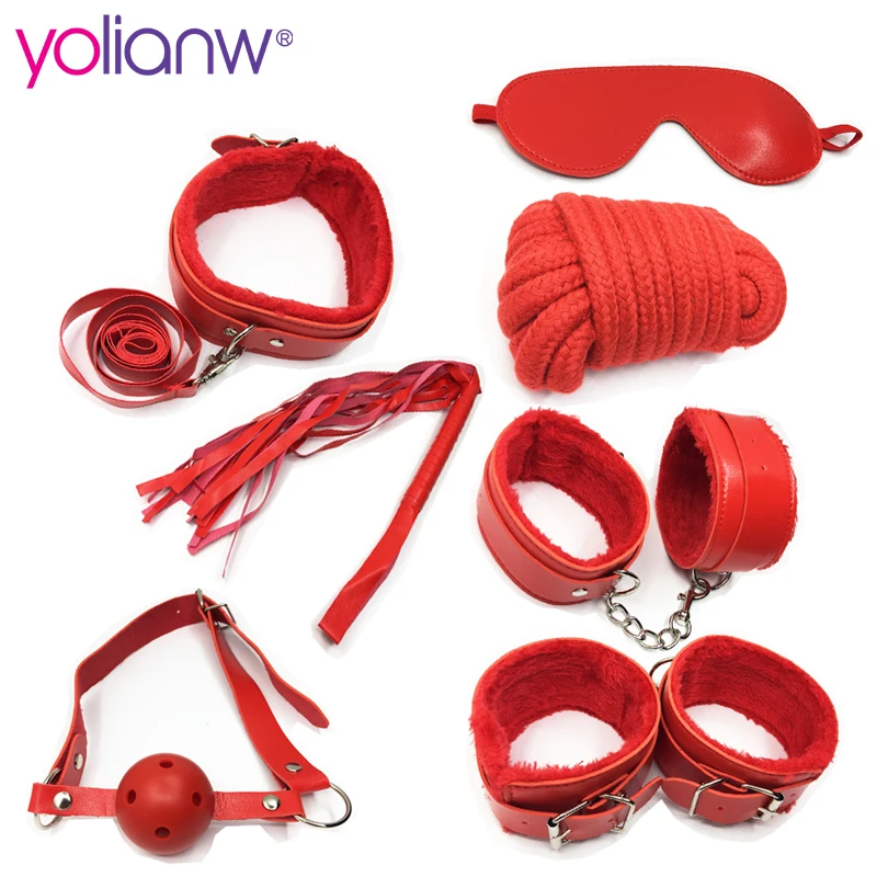 Sex Bandage Leather Bdsm Adult Sex Game 7pcs Handcuffs Face Bandage