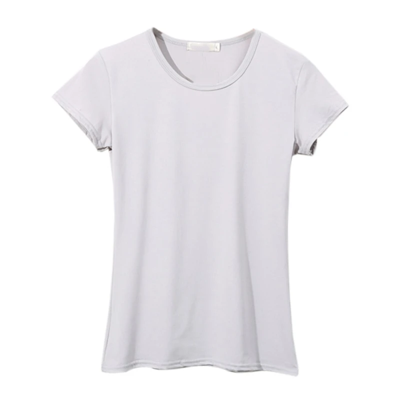 Летняя женская повседневная Однотонная футболка, тонкая футболка с круглым вырезом и коротким рукавом, женские белые, черные, красные футболки