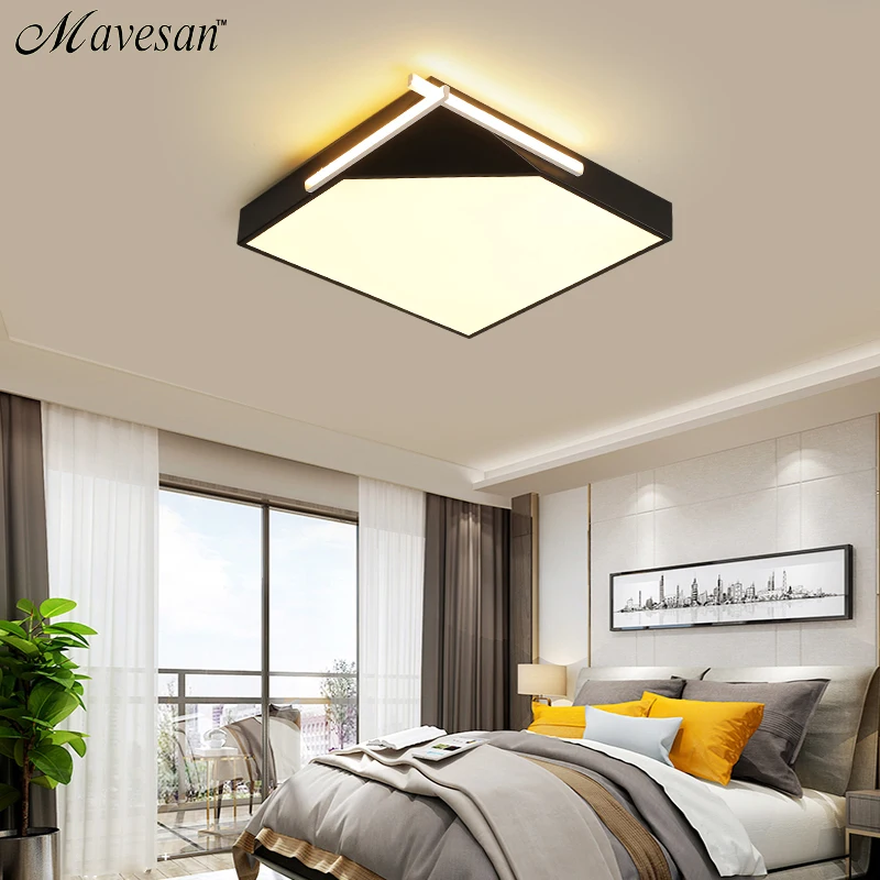

Led Ceiling Light with Remote Control White and Black Square Ceiling Lamps for Living Room Kitchen Bed Kids Room Light Fixtures