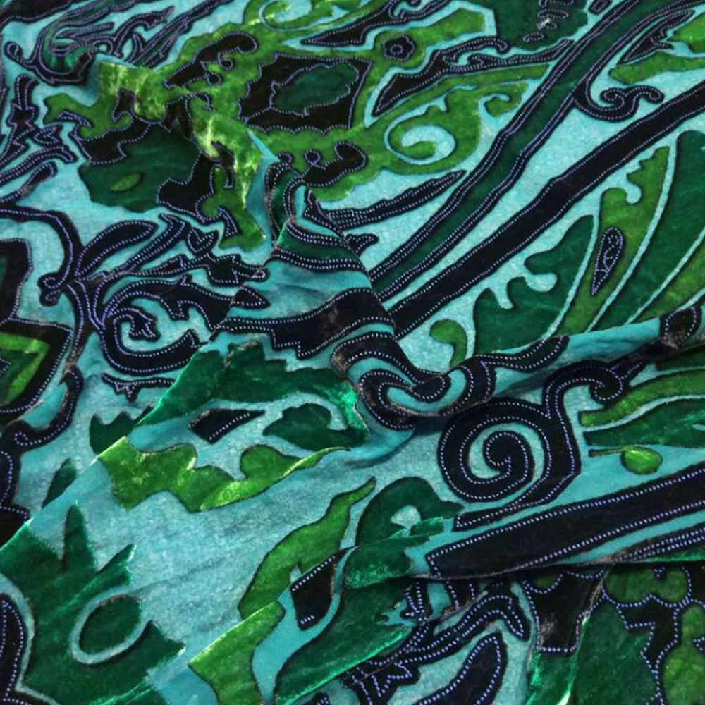 Дизайнерская Цветочная выгорающая Ткань для шитья, вискозная шелковая бархатная ткань для платья 8 мм, Флокированная шелковая ткань, ткань, SP2810