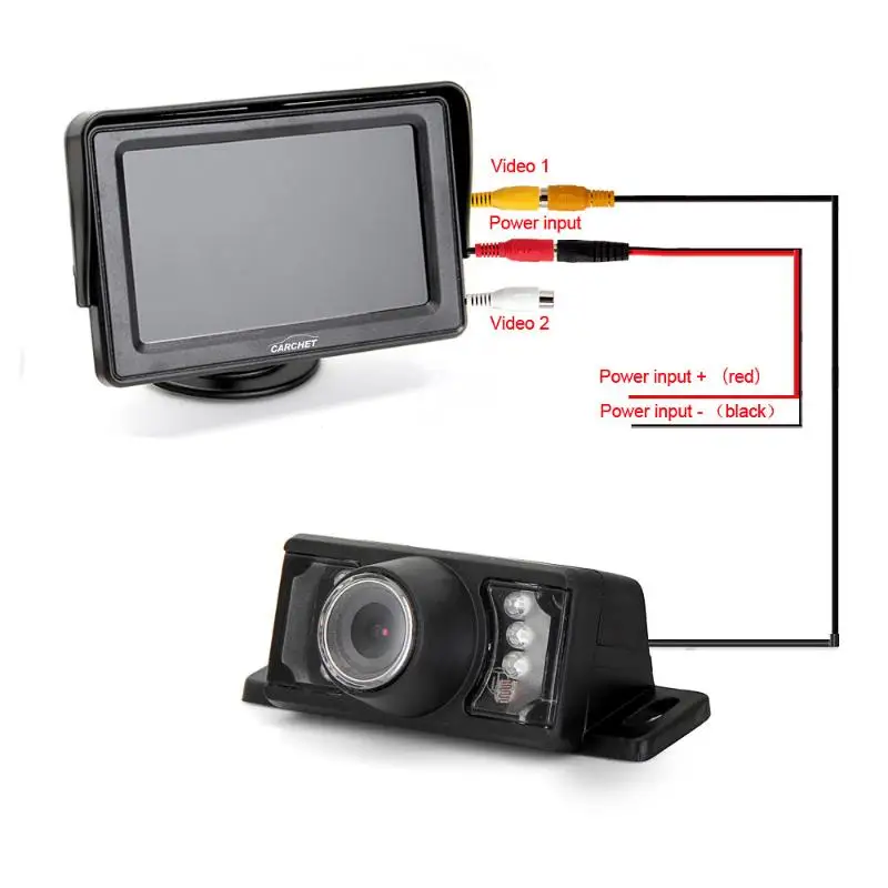 4.3 TFT LCD Display Car Rear View Monitor IR Reverse Backup 7 LED Night Version Camera