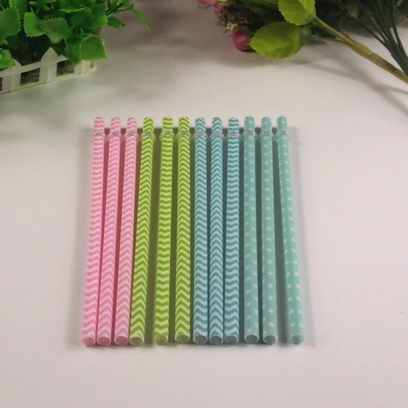 

5pcs/lot Whosale Painted Hard Stripped Plastic drinking straw with Affixed Stopper HH16099