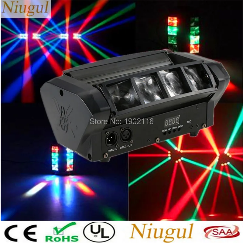 

Niugul Mini LED Spider Light RGBW LED Beam Moving Head Light/DMX512 Professional DJ Equipment The Spot Scene Xmas Holiday Lights