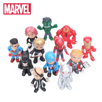 

12pcs Q Version The Avengers Figure Set Marvel Toys 3.5cm Iron Man Thor Hulk Captain America Spiderman Ultron Model Doll Toy