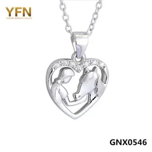 GNX0546 Auténtica plata de Ley 925 Joyas de Plata Cubic Zirconia Joyería de Moda Corazón Colgante de Collar de La Muchacha y Caballo Para Las Mujeres