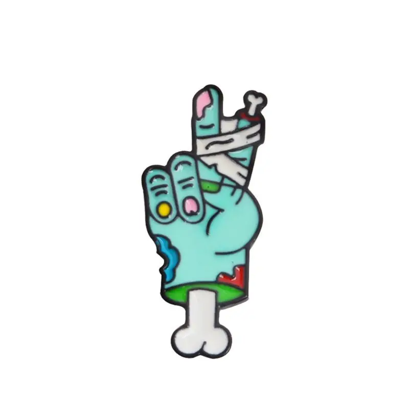 

Zombie Brooch Hand Colorful Badge Clothes Backpack Cap Casual Student Fashion Unique Icons Pins Victory