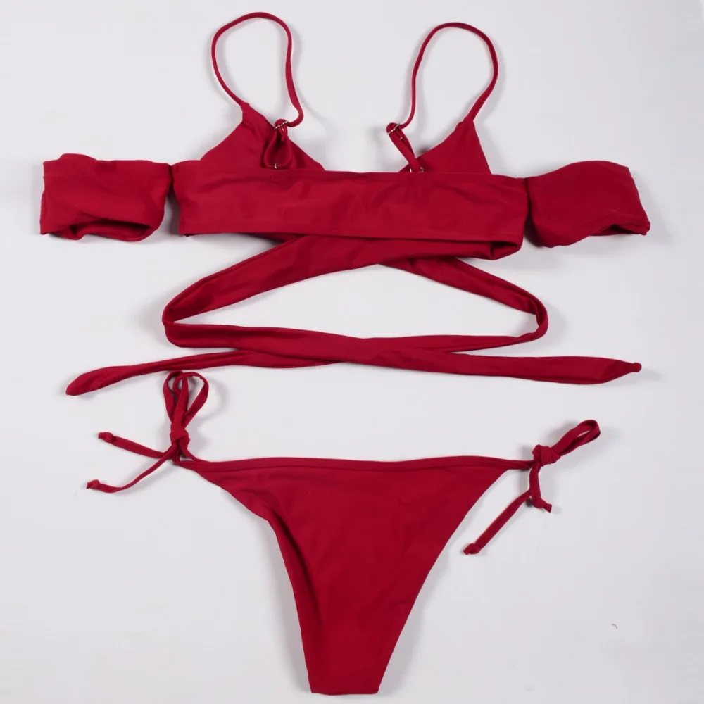 Whole Swimsuit Red Sexy Bikini Bandea Swimsuit Female Separate Bathing Suit Women Push Up Swimwear White Brazilian Bikini (10)