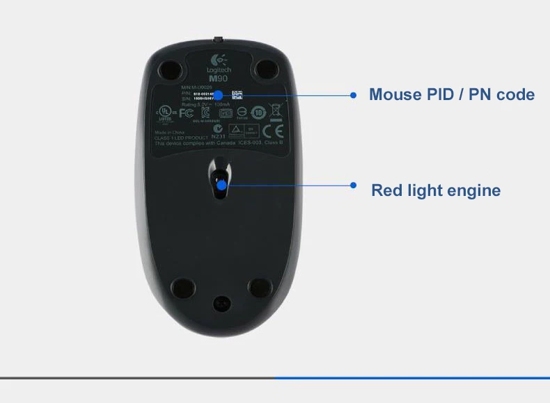 Logitech M90 компьютер Мышь портативных ПК проводной мыши 1000 точек/дюйм USB Интерфейс для Windows 10/8/7/Vista Mac