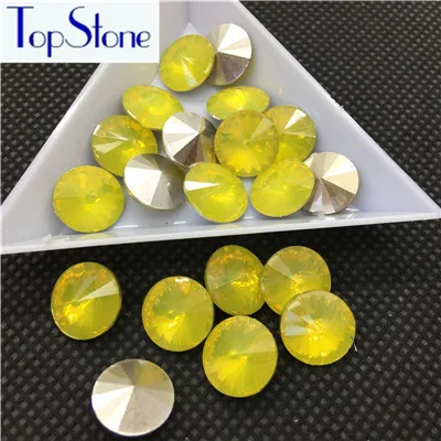 TopStone 100 шт 8,10, 12,14 16 18 мм Смола Опал круглые стразы Rivoli - Цвет: N6 yellow opal