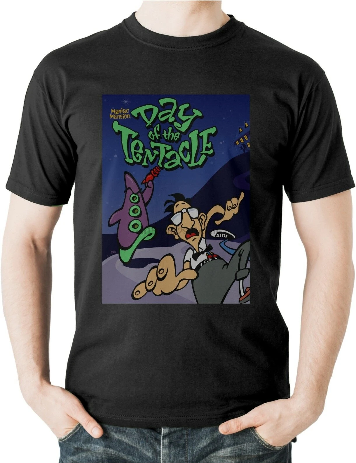 Maniac Mansion Day of the Tentacle футболка Приключения Игра Lucas arts Tee 3828 (1) | Мужская одежда
