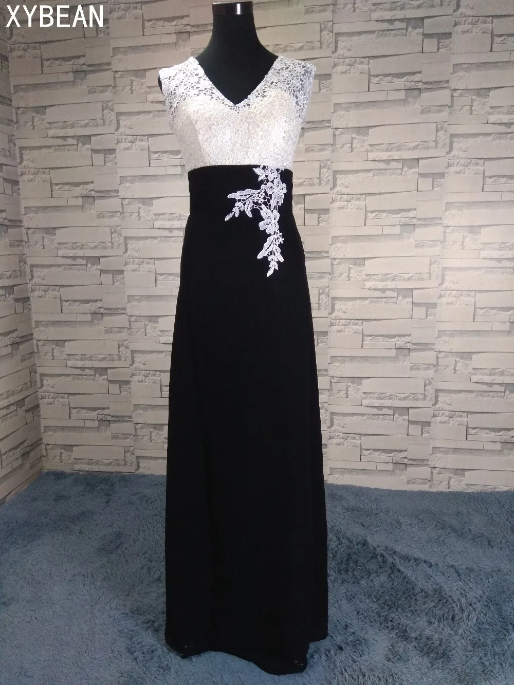 

Free Shipping ! Appliques Floor Lenght Chiffon Long Evening Dresses