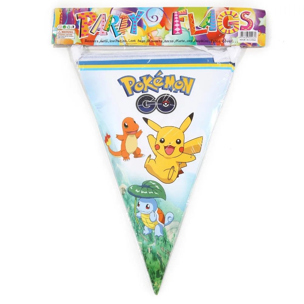 

1PCS 2.5M Wholesale Pikachu Theme Flags Party decorations Baby Happy Birthday wedding event party supplies for kids