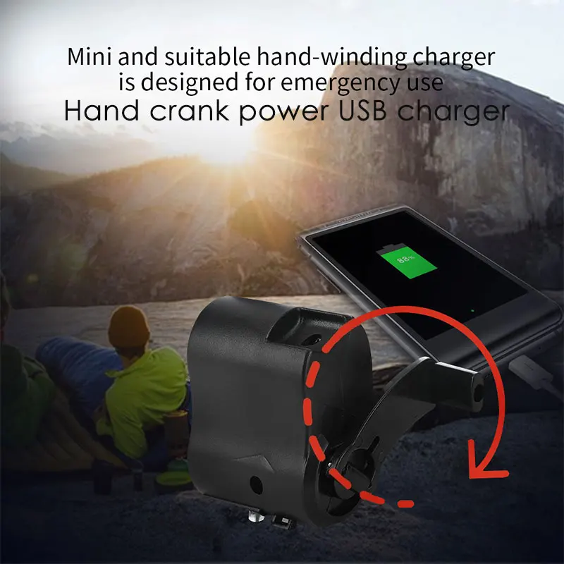 

Durable Hand Crank Charger Hand Crank Charging Hand Power Dynamo Clockwise Rotation ABS Travel Emergency