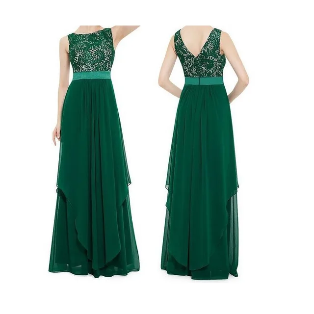 Best Price Elegant Lace patchwork Chiffon Night Party Maxi Dress Robe Long Femme Green Purple Summer Women Sleeveless Party Long Dress