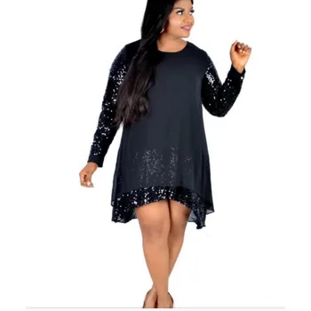 

2019 African Dresses For Women Sequined Africa Clothing Muslim Midi Dress High Quality Length Fashion African Dress For Lady