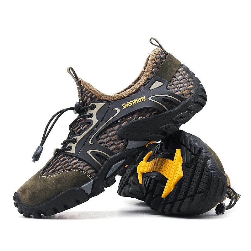 Спортивная обувь для мужчин кроссовки из сетчатого материала дышащие удобные спортивные туфли на плоской подошве мужские спортивные Прогулочные кроссовки - Цвет: Армейский зеленый