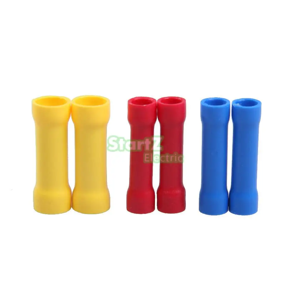 

100x Insulated Straight Wire Butt Connectors Electrical Crimp Terminals 3 Colors