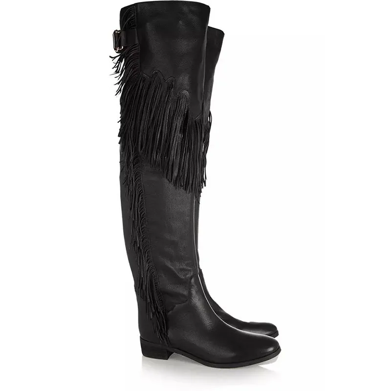 El Europeo 2 Elegir Themost Hasta Colores Y Botas Estilo Tela Pu Americano Fringe Rodilla Para Mujer La 8R71q8O