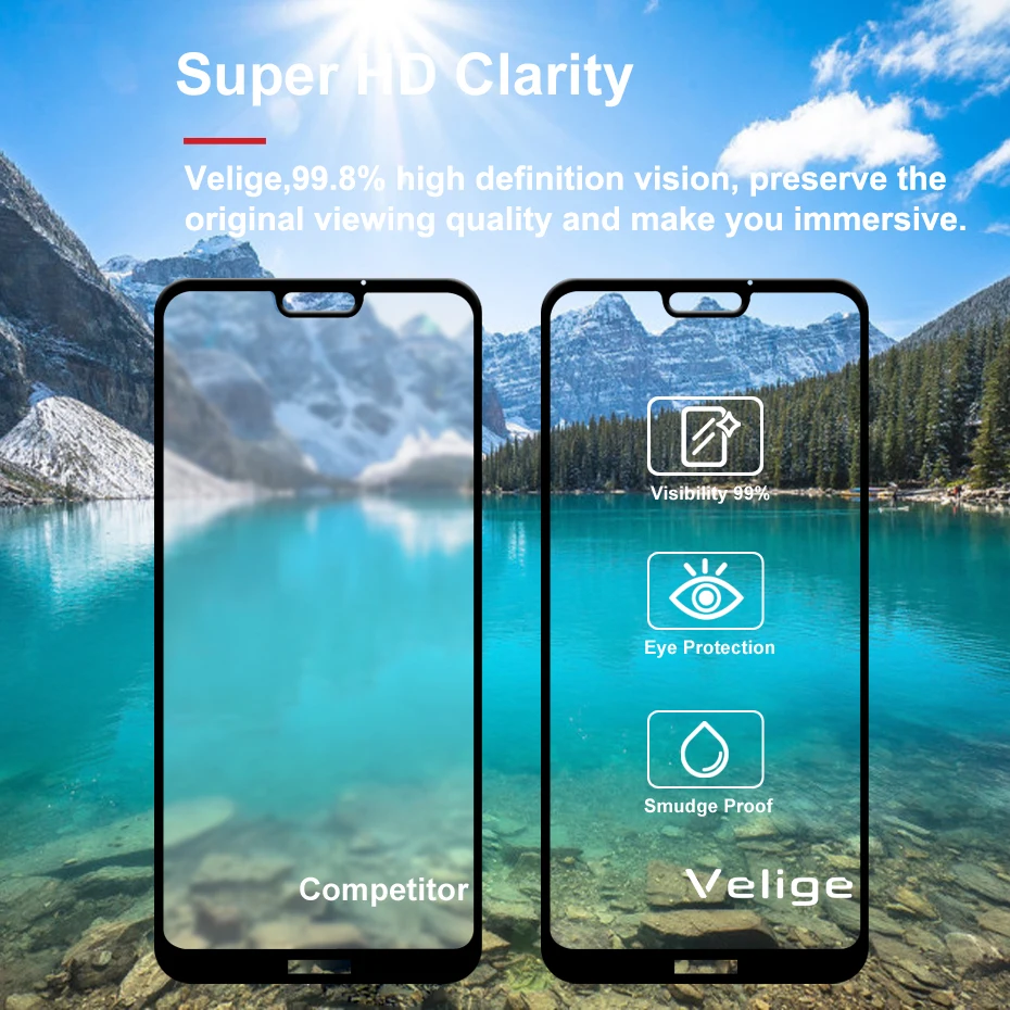 Velige Full Cover Tempered Glass for Huawei P20 Lite P20Lite Huaweip20 Lite Screen Protector Real 2.5D Anti-Scratch Glass Film (13)