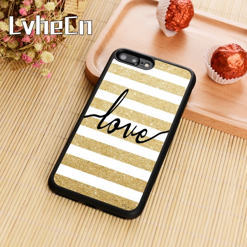 LvheCn Golden Glitter love words Phone Case Cover For iPhone 5 6 6s 7 8 plus 11 pro X XR XS max Samsung S7 edge S8 S9 S10 |