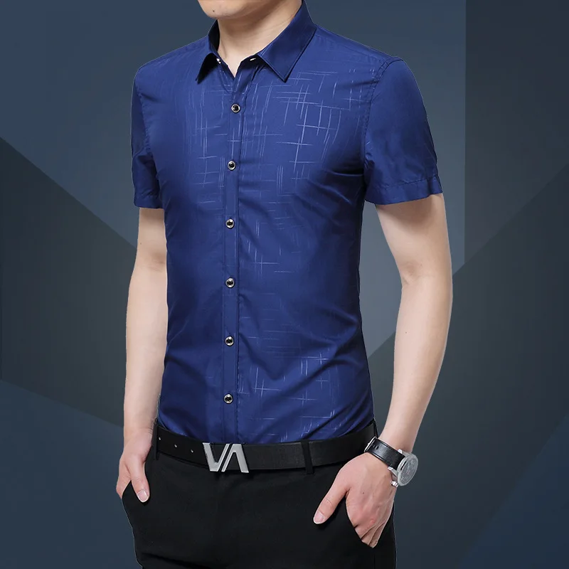 Shirt Men Summer Business Clothes 2019 Mens Shirts Smart Casual Slim ...