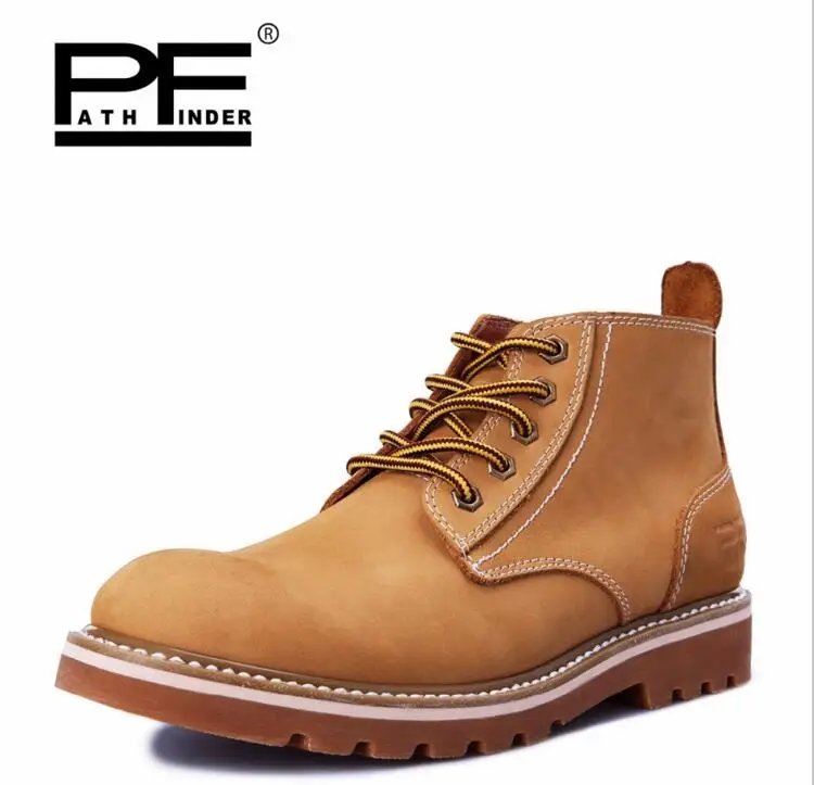 

Pathfind 2018 Men genuine leather 2019 Tooling military Motorcycle Rain snow Winter tactical boots high quality Working