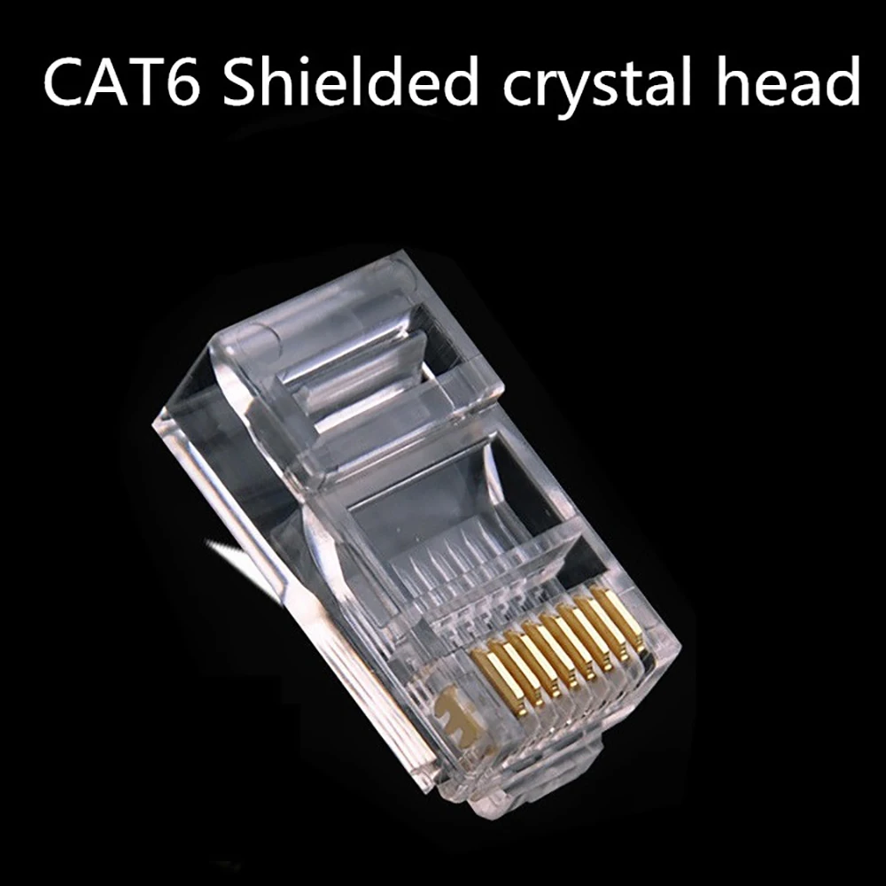 

10PC CAT6 RJ45 Connector Modular Plug for Computer UTP Ethernet Cable Gold Plated Gigabit Network Crimp Shielded Crystal Head