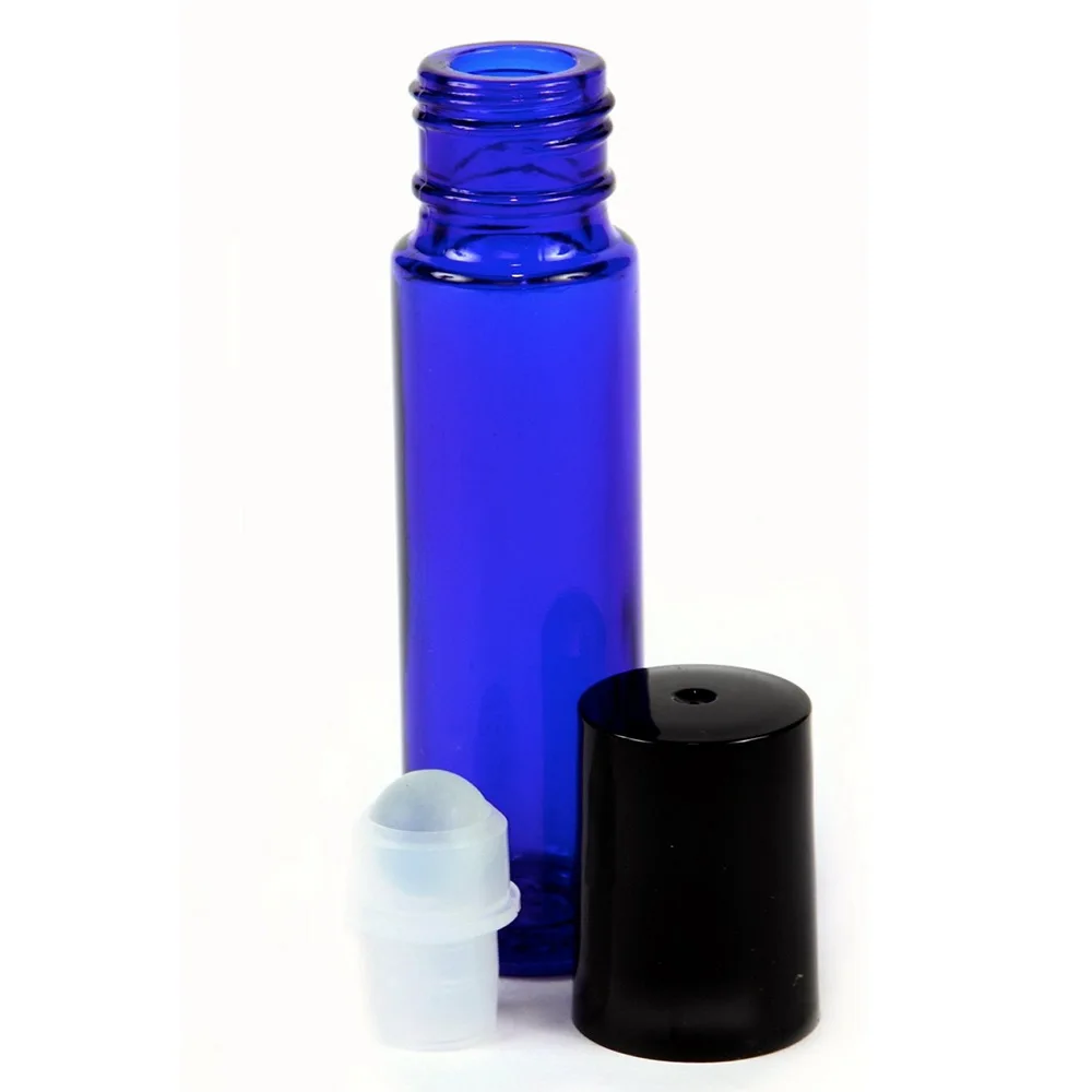 6 шт. 10 мл кобальтовое синее стекло бутылка с роликом с ролик из нержавеющей стали мяч для эфирных масел смеси пустые косметические контейнеры