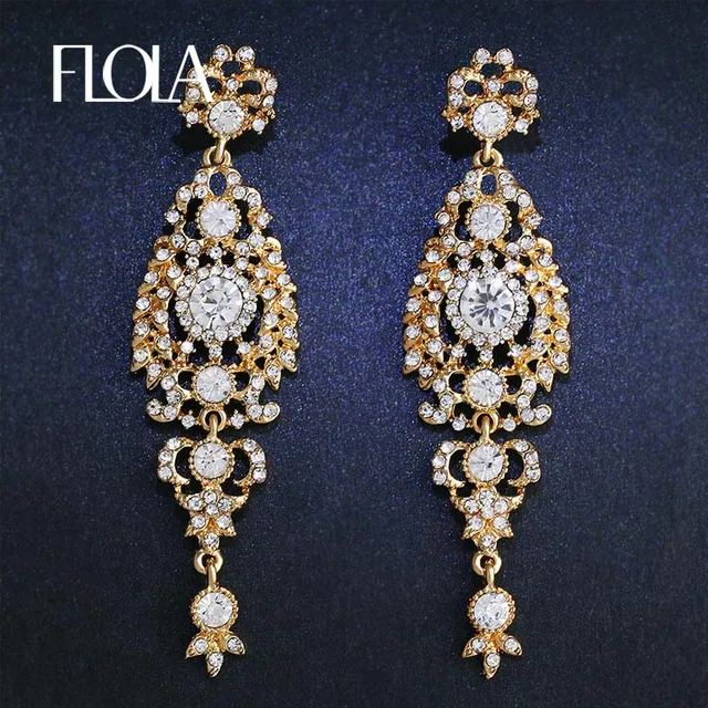 Clearance Crystal Gold Wedding Earrings Long Drop Clearance Crystal Gold Wedding Earrings Long Drop Fashion Jewelry Pendant For Women