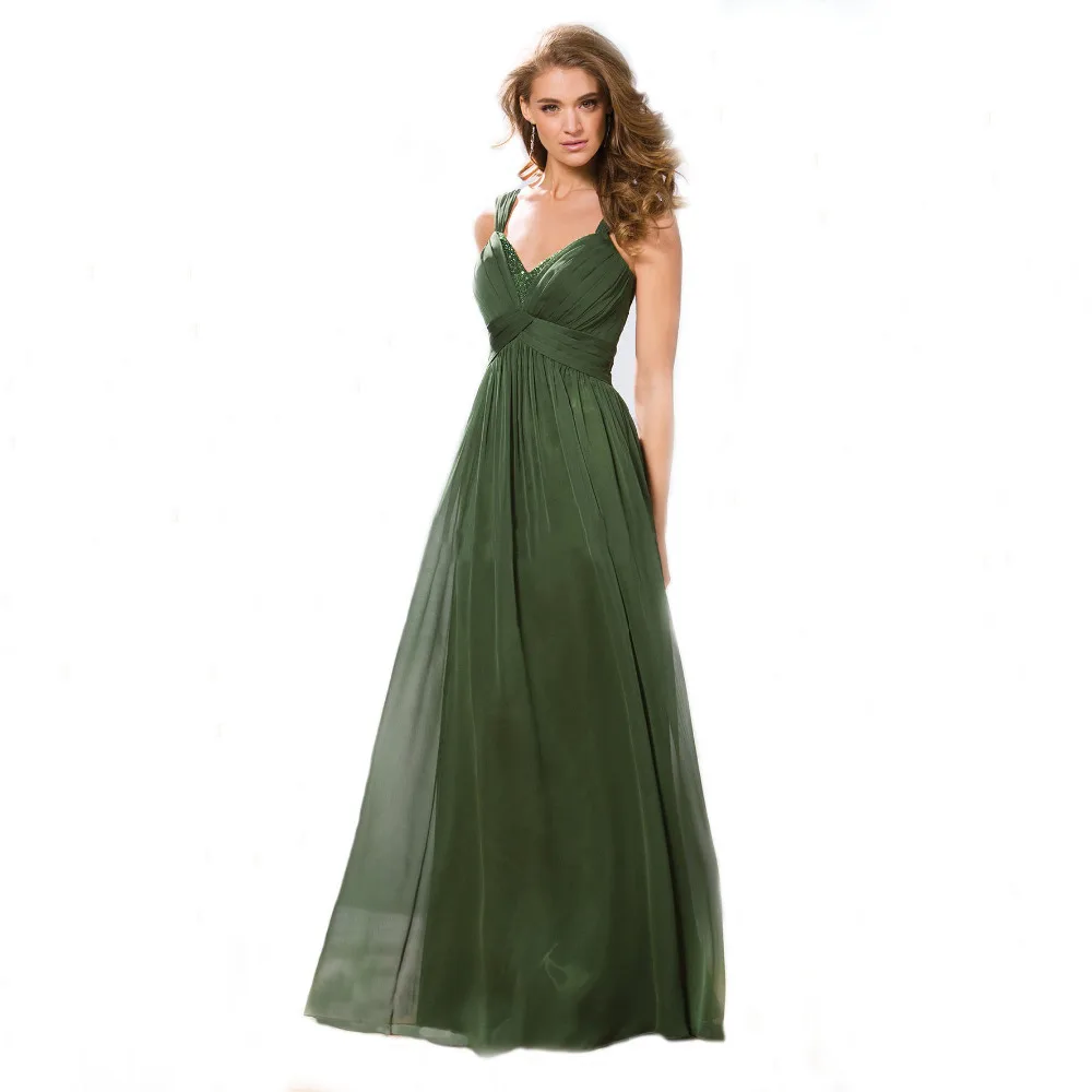 PM8063 Cheap Plus Size Open Back Beaded V Neck Flowing A