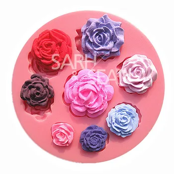 

M0568 Eight different pattern and size roses flower fondant cake molds soap chocolate mould for the kitchen baking