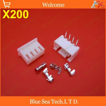 

200 sets 4 Pin XH 90 angle bend Pin Connector 2.54mm XH-4P Kits for PCB/Automotive/electronic circuit ect.Free Shipping