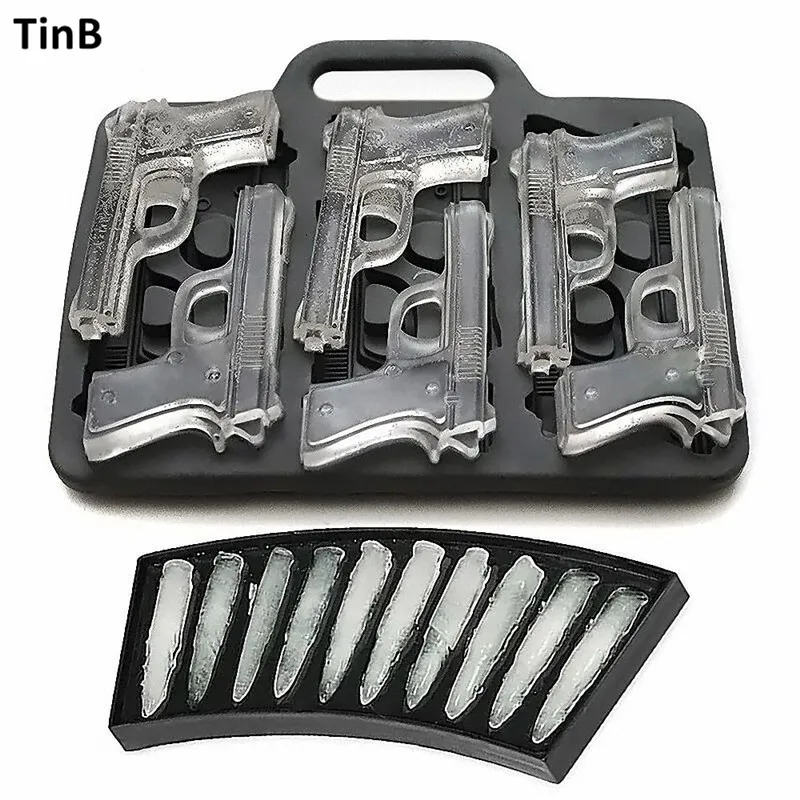

2PCS/Set DIY Ice Cube Mold Gun Bullet Shape Ice Cube Tray Fruit Ice Cream Maker Kitchen Bar Drinking Accessories