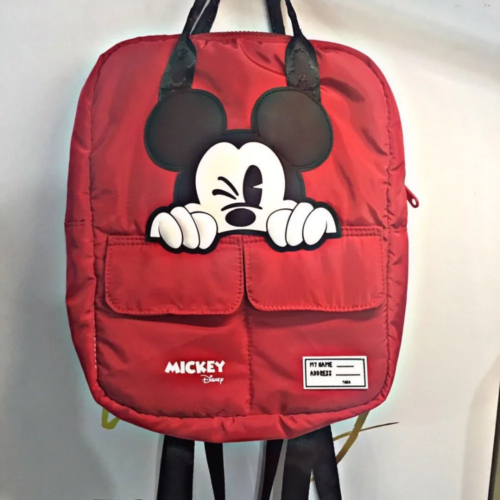Новый красный рюкзак Disney с Микки дорожный Женская Повседневная сумка мультяшным