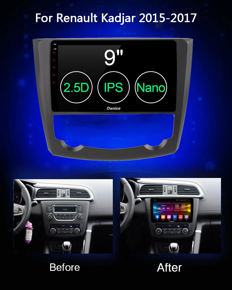 Excellent 9" IPS Android 9.0 Octa Core Car DVD Player For Renault Kadjar 2015 2016 2017 4G RAM+32GB ROM GPS Navi Radio Stereo DSP CarPlay 2