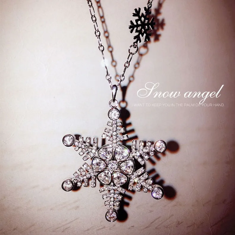 Женская цепочка с кулоном в виде снежинки фианитом|chain necklace|fashion necklacenecklace a |