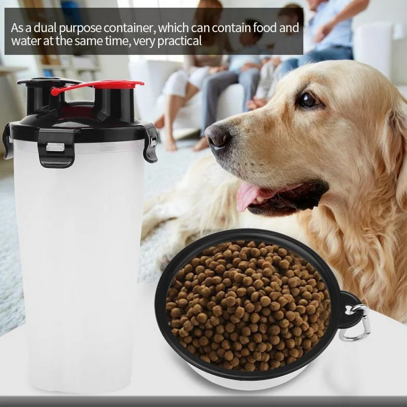 2in1 Outdoor Dog Driking Water Bottle Pet bowls Feeder Food Bottle Travel Food Supplies Container Dish Cup For Cats and Dogs (10)