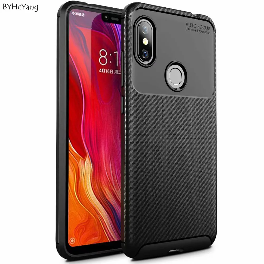 

BYHeYang For Xiaomi Redmi Note 6 Pro Case Soft Silicone Brushed Carbon Fiber Texture Xiomi Redmi Note6 Rugged Armor TPU Cases