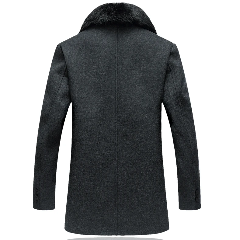Мужская Длинная шерстяная куртка LONMMY 4XL удлиненная с искусственным меховым