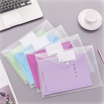 

1PCS Transparent File Bag Simple Buckle Test Paper Bag Student Office Stationery