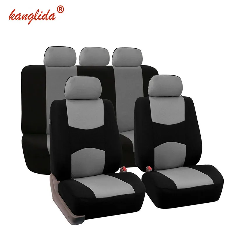 KANGLIDA 9pc Car Seat Cover Full Car Best Car Seat Covers Set for Lada Universal Fit Interior Accessories - Название цвета: Серый