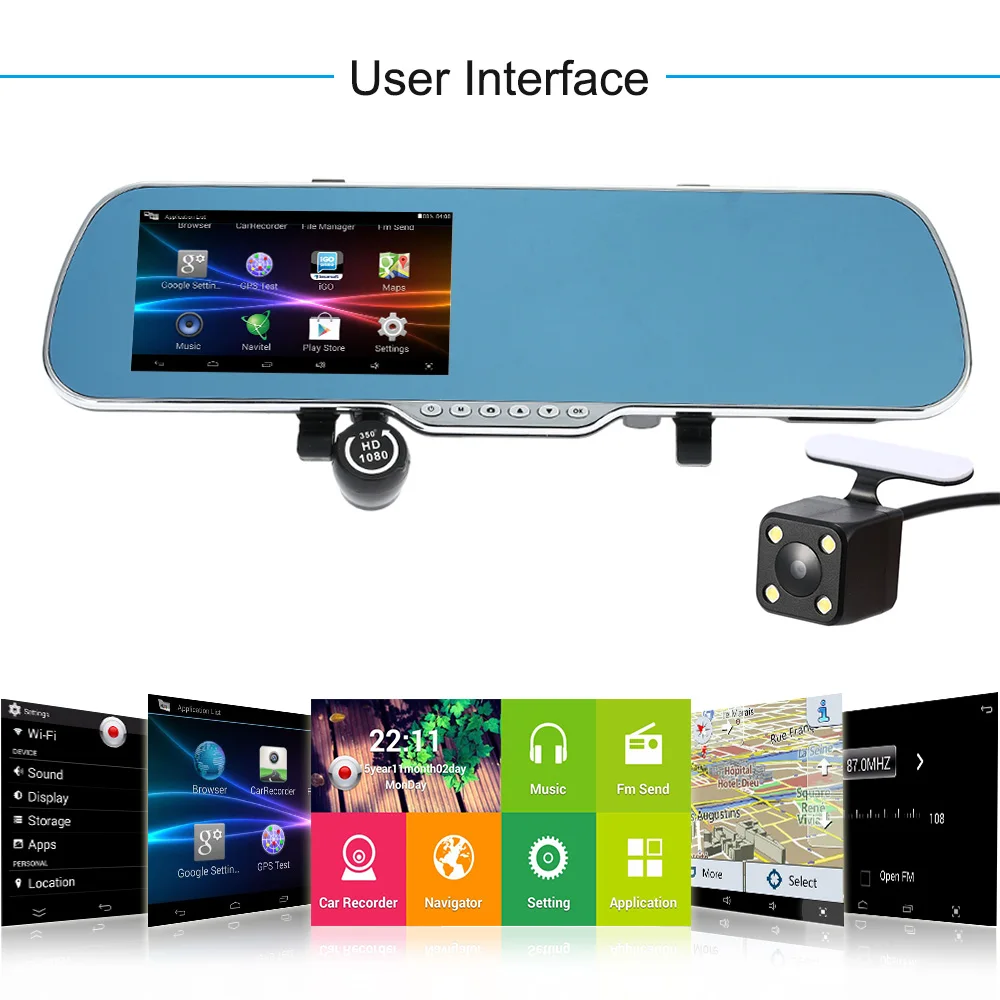 5 Android Smart System font b Car b font Camera DVR Dual Lens 1080P Video Recorder