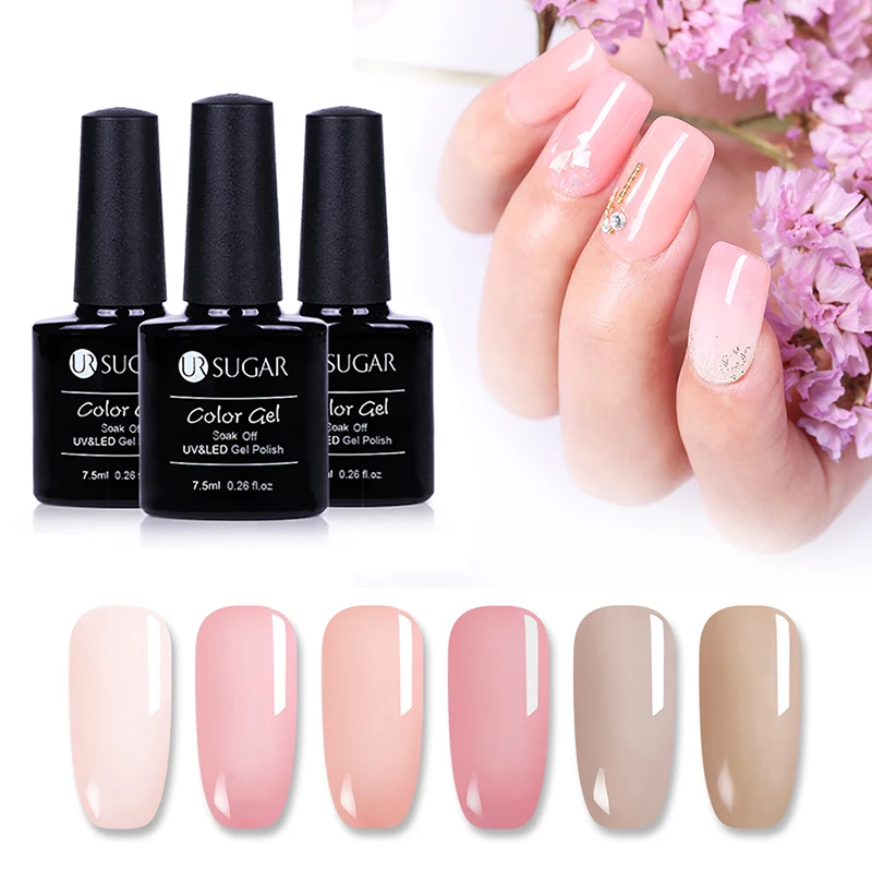 

UR SUGAR 7.5ml Jelly Gel Nail Polish Translucent Pink Lacquaer Soak Off Nail Art Varnish Manicure UV LED Gel Polish