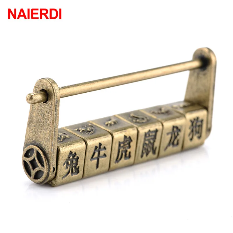 NAIERDI 4 타입 아연 합금 중국 빈티지 앤티크 브론즈 레트로 콤비네이션 자물쇠, 보석 상자, 자물쇠 핸드웨어