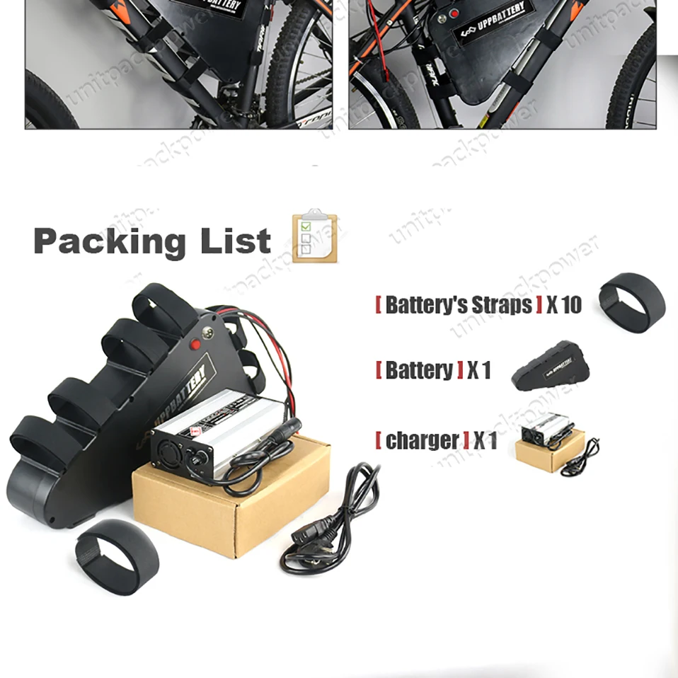 Clearance NCR PF Cell 48V 1000W Triangle Battery 48V 26Ah Electric Bike Lithium Battery Pack with USB and 54.6V 4A charger 8