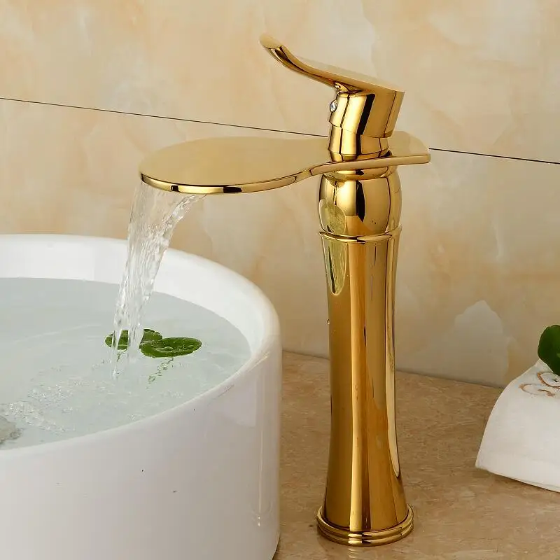 Basin Faucet Bathroom Sink Gold/Chrome Single Handle Hole Taps Grifo Lavabo Wash Hot Cold Waterfall | Обустройство дома