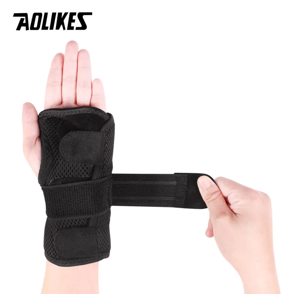 AOLIKES 1PCS Wrist Splints-Wrist Support Brace for Arthritis Tendonitis Night Sleep with Palm Cushion Pad Right Left Hand