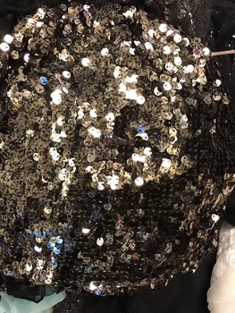 

Fashion gold colour African lace fabric High Quality Tulle French Lace Fabric With sequins for evening dress