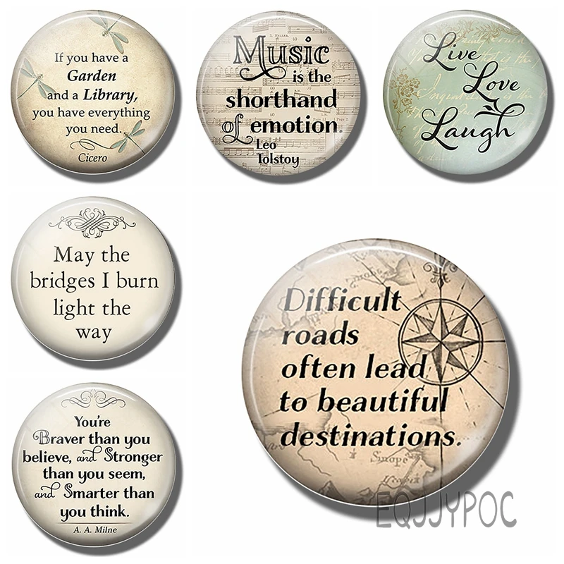 Difficult Roads Often Lead To 30MM Fridge Magnet Quote Live Love Note Holder Glass Dome Magnetic Refrigerator Sticker Home Decor | Дом и сад