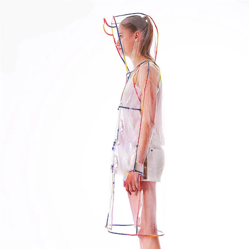 Tanie Eva przezroczysty płaszcz przeciwdeszczowy na przezroczystą kurtka przeciwdeszczowa z kapturem na damski płaszcz przeciwdeszczowy na zewnątrz wodoodporne płaszcze przeciwdeszczowe Unisex damskie płaszcze przeciwdeszczowe